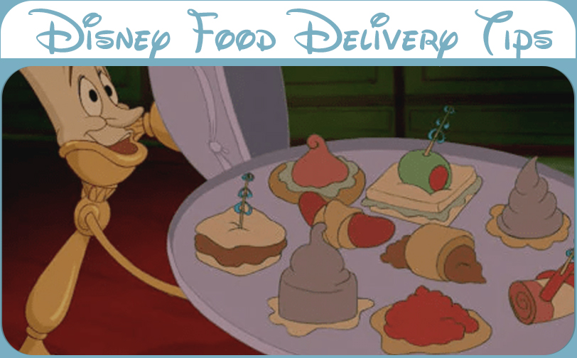 Disney character holding a tray of food